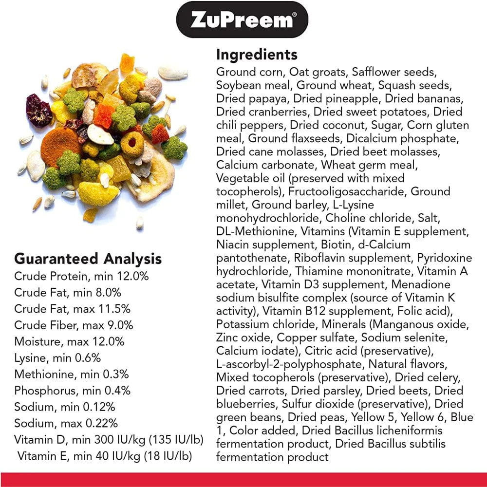 Zupreem Smart Selects Parrot & Conure Food, 4Lb.