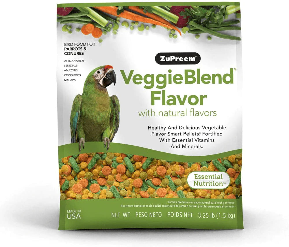 Zupreem Veggieblend Smart Pellets Bird Food for Parrots & Conures, 3.25 Lb Bag - Made in the USA, Daily Nutrition, Essential Vitamins, Minerals for African Greys, Senegals, Amazons, Eclectus, Cockatoos Animals & Pet Supplies > Pet Supplies > Bird Supplies > Bird Treats ZuPreem   