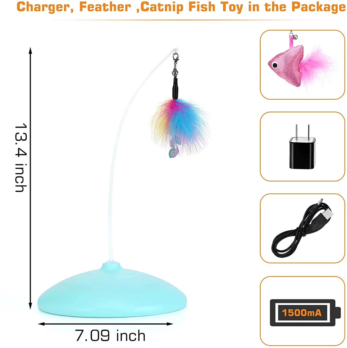 Zutesu Interactive Cat Toy Kitten Toy for Indoor Cat, Automatic Cat Toy Funny Feather Teaser Toy Puzzle Game Smart Stimulate Hunting Instinct