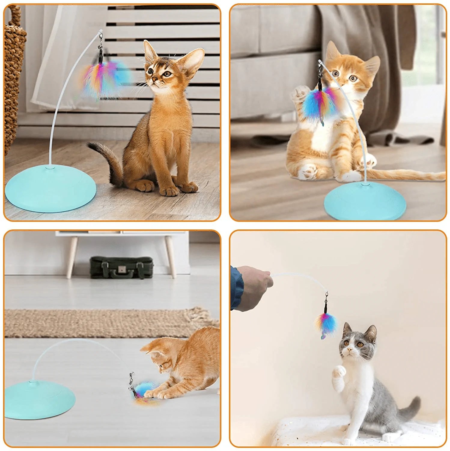 Zutesu Interactive Cat Toy Kitten Toy for Indoor Cat, Automatic Cat Toy Funny Feather Teaser Toy Puzzle Game Smart Stimulate Hunting Instinct