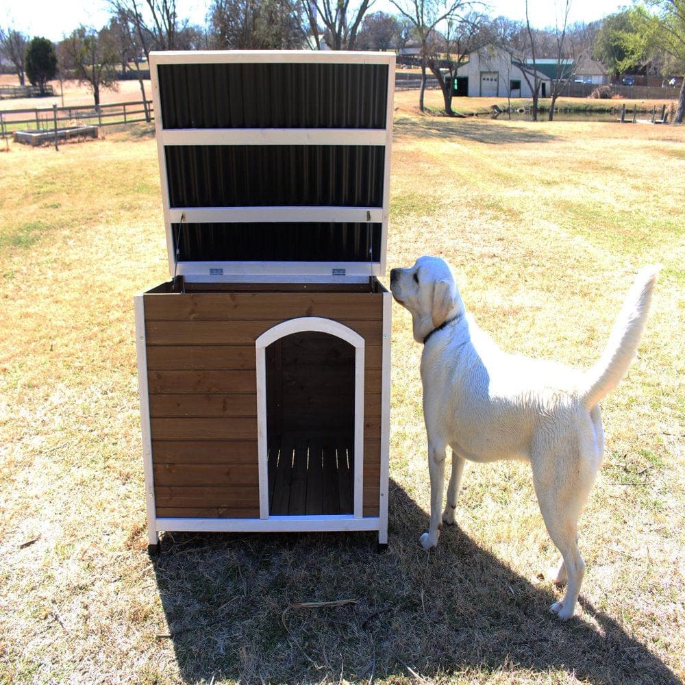 Zylina Log Cabin Wooden Dog House with PVC Roof 46"(L) X 30"(W) X 33"(H) Animals & Pet Supplies > Pet Supplies > Dog Supplies > Dog Houses Zylina   